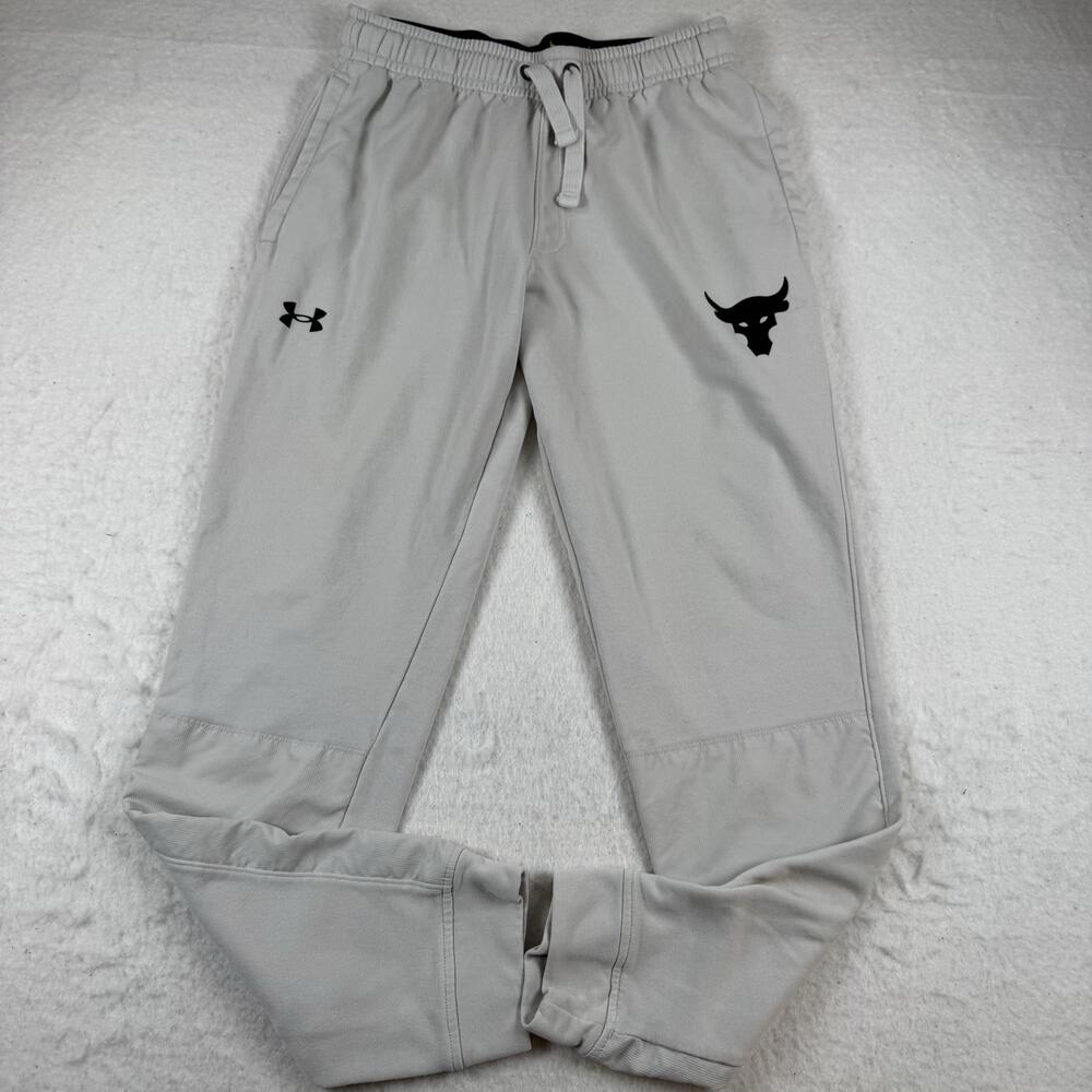 Under Armour Project Rock Pants Mens Size M Gray Jogger French Terry Athletic